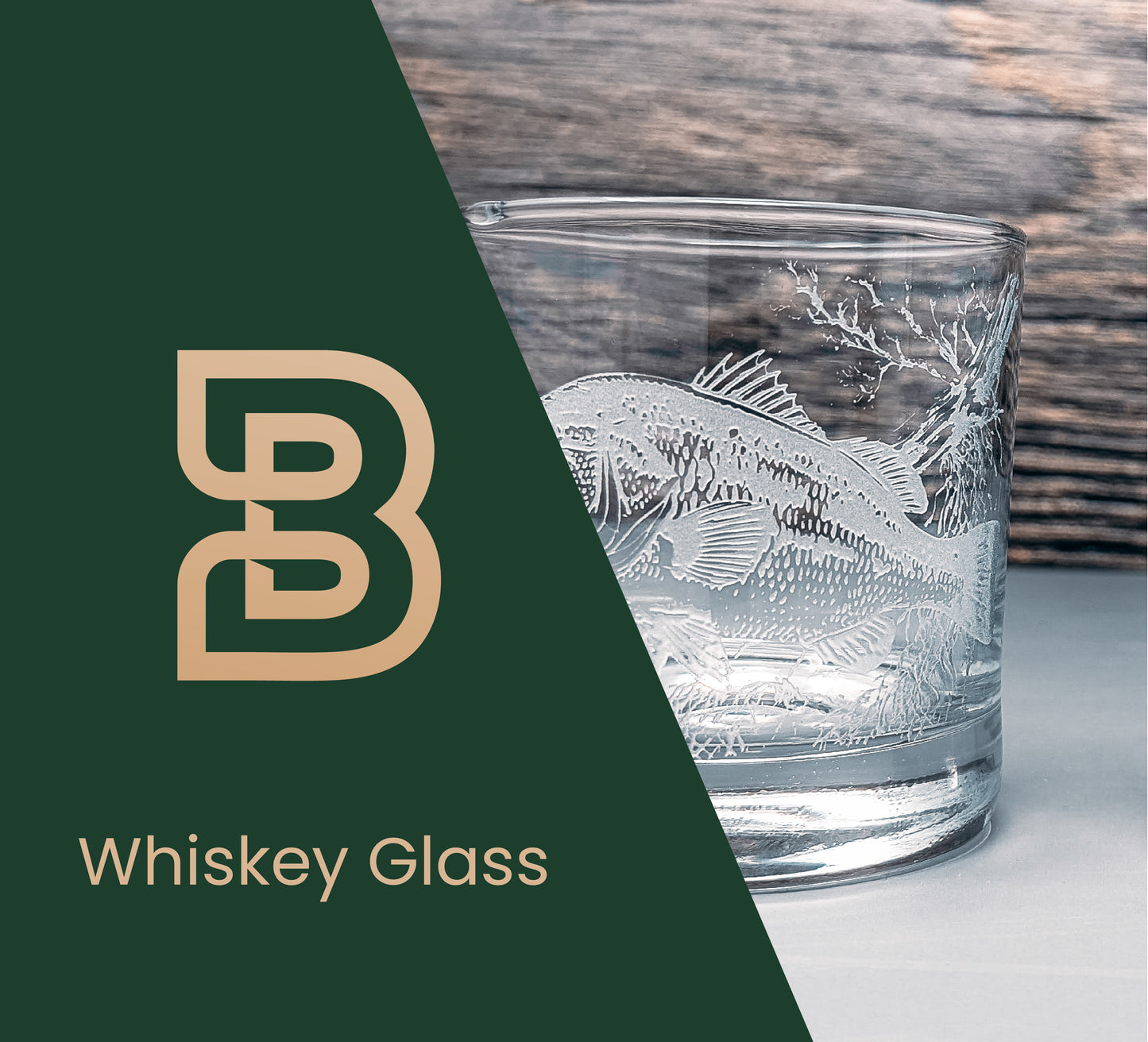 Bass Design Sand Carved Etched Whiskey Glasses