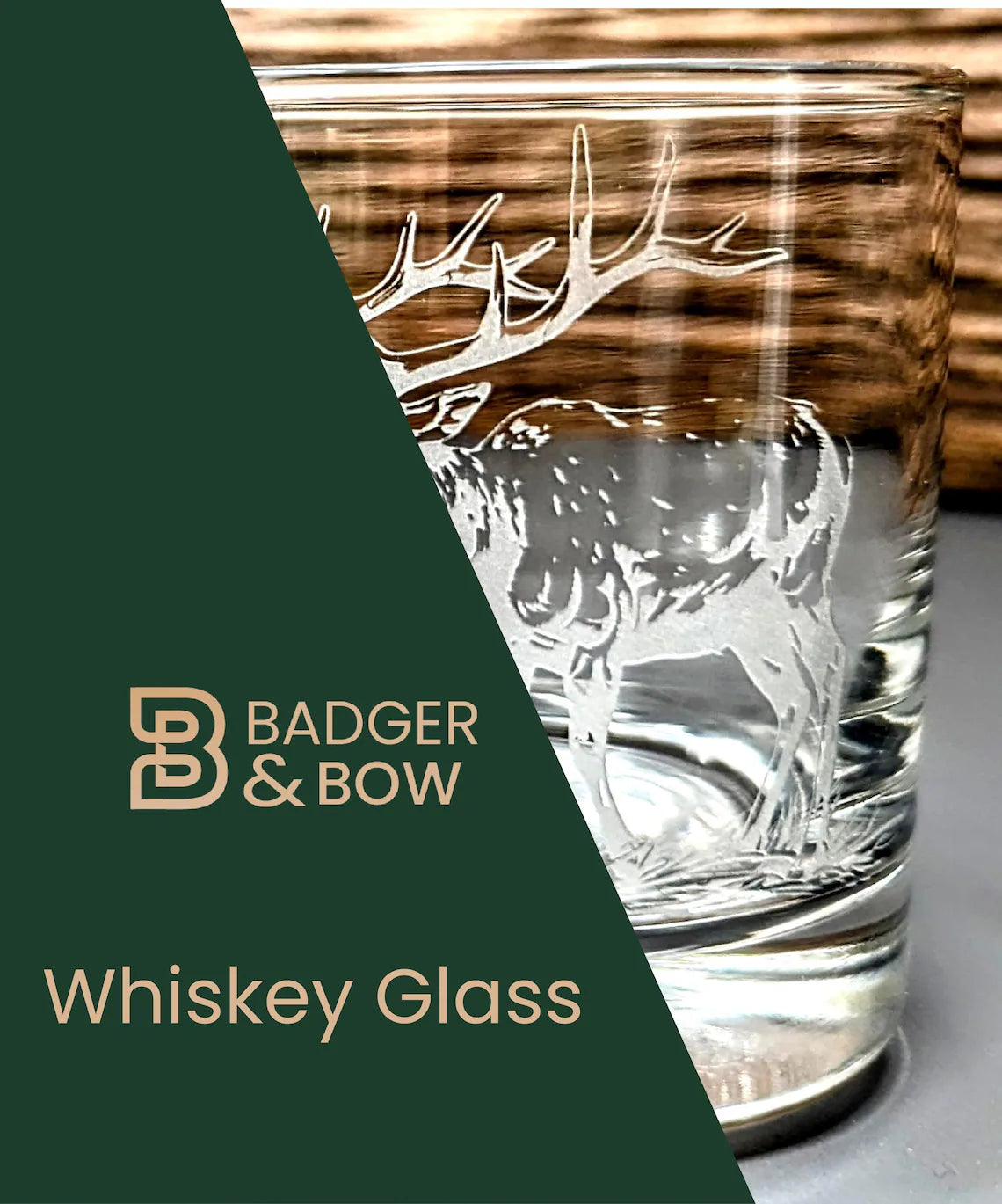 Elk Design Sand Carved Etched Whiskey Glasses