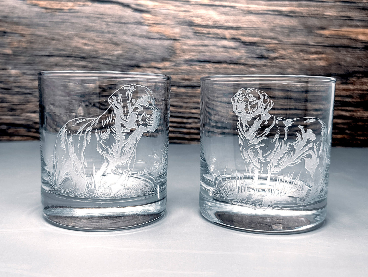 Labrador Retriever Design Sand Carved Etched Whiskey Glasses