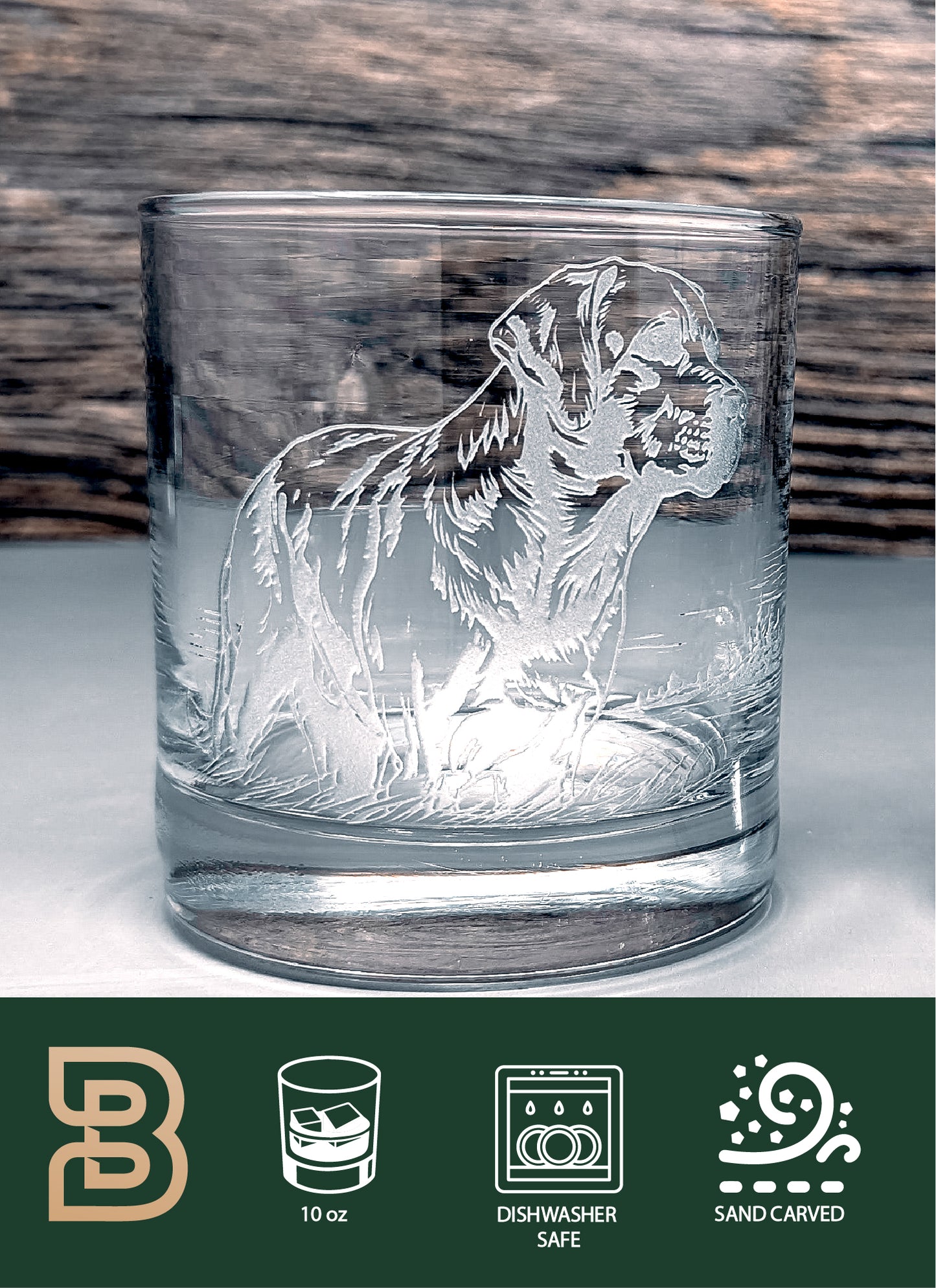 Labrador Retriever Design Sand Carved Etched Whiskey Glasses